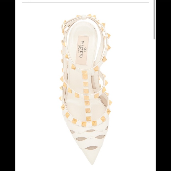 Authentic Valentino Rockstud leather cutout slingback pumps 37 - Picture 6 of 16
